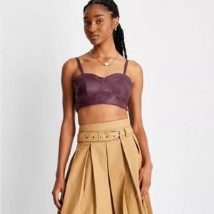 NWT FUTURE COLLECTIVE / Leather Like Crop Top / Berry / Size: XS